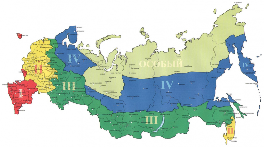Климатические нормы по спецодежде на карте России