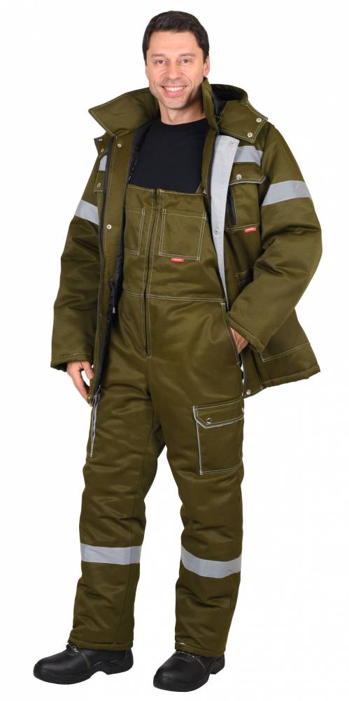 Комплект зимний Титан куртка/полукомбинезон хаки тк. смесовая СОП-50 (арт.с-114961)