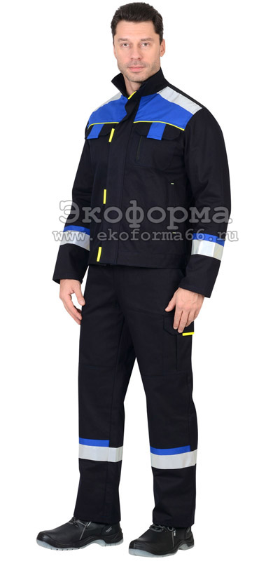 Комплект рабочий Бостон куртка/полукомбинезон синий 100% ХБ (арт. с-03667)