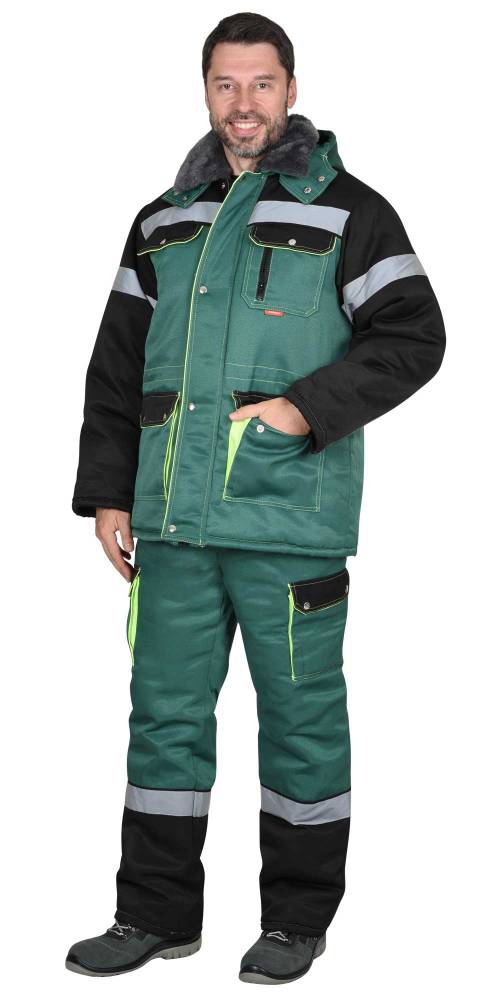 Комплект зимний Титан куртка/полукомбинезон зеленый тк. смесовая СОП-50 (арт.с-120714)