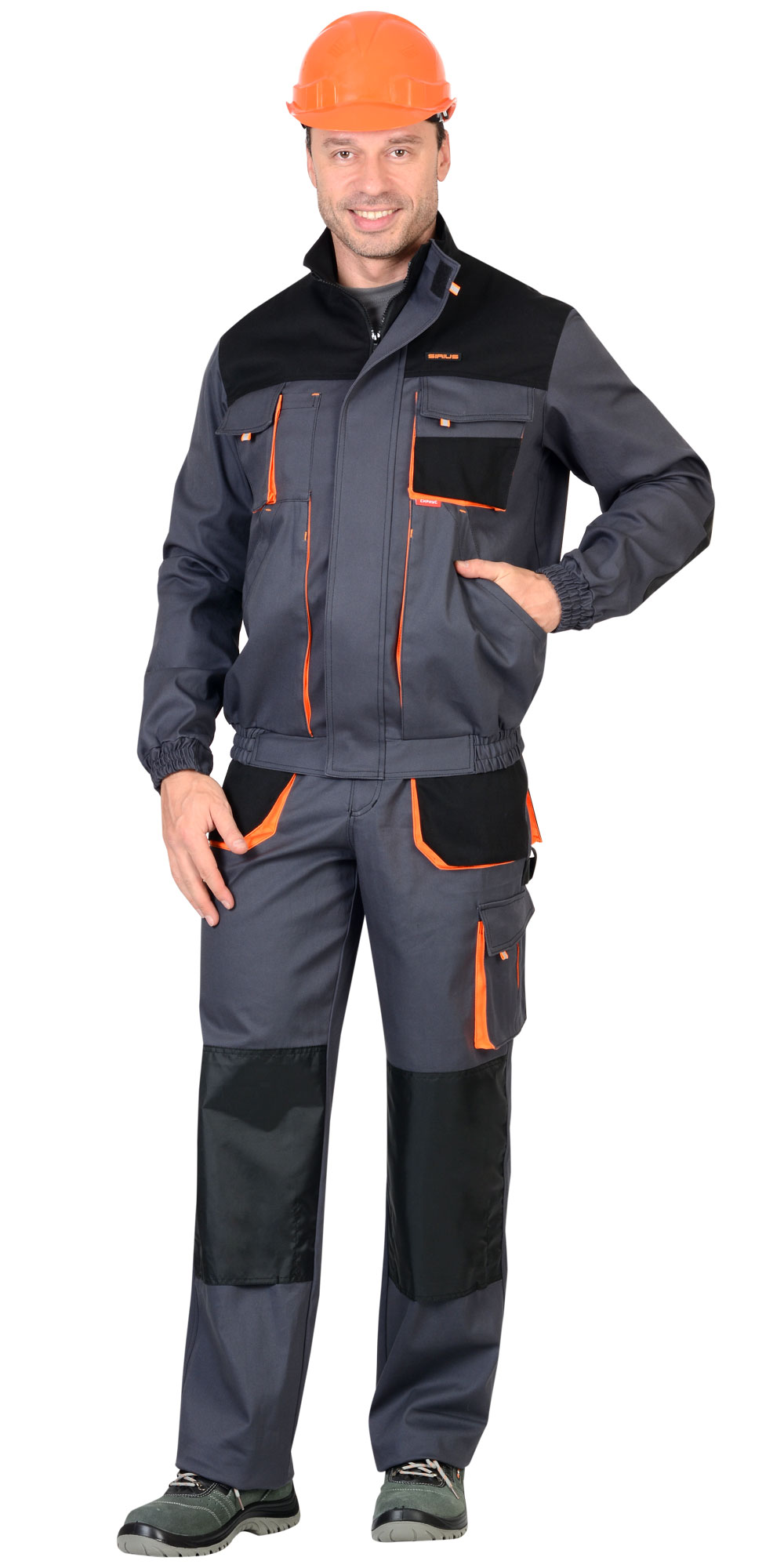 Куртка рабочая Манхеттен серый/черный/оранжевый тк.Смесовая (арт.с-100380)
