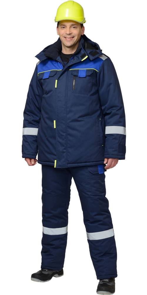 Комплект зимний Бостон куртка/полукомбинезон синий тк. смесовая СОП (арт.с-03329)