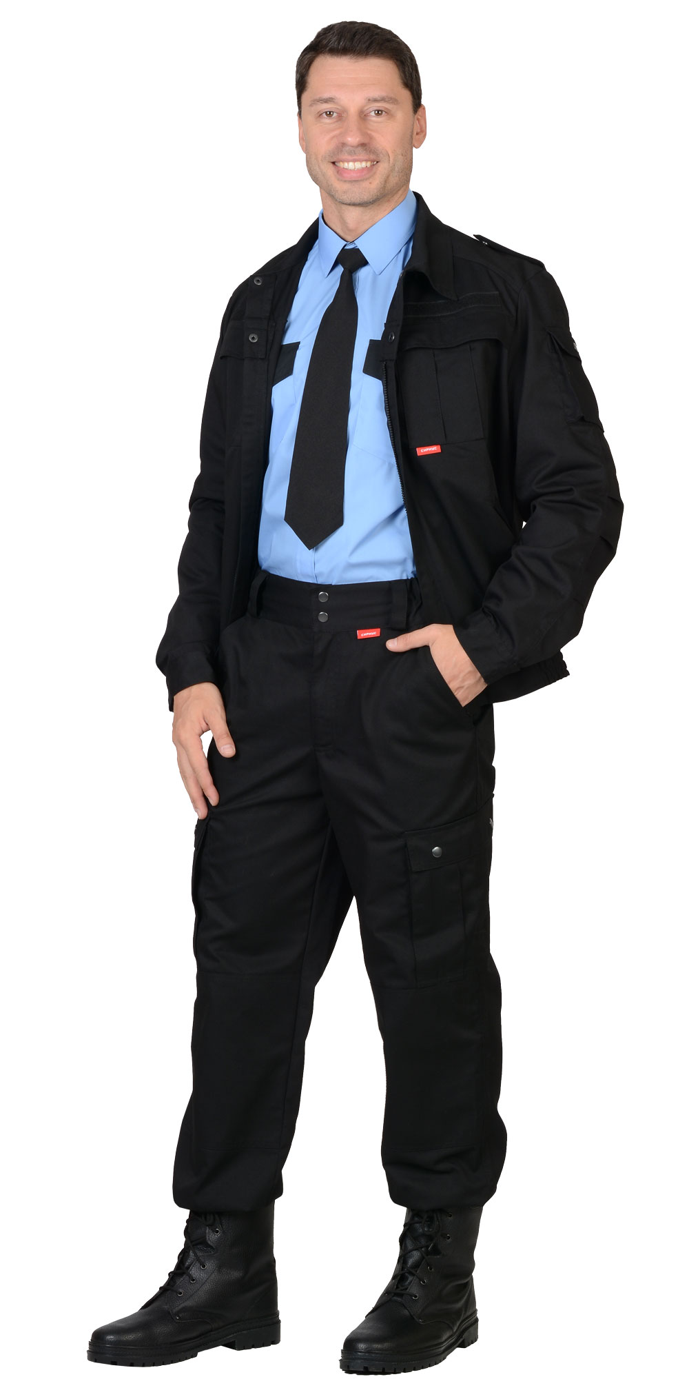 Костюм охранника Тайфун куртка/брюки черный тк.смесовая (арт.с-102121)