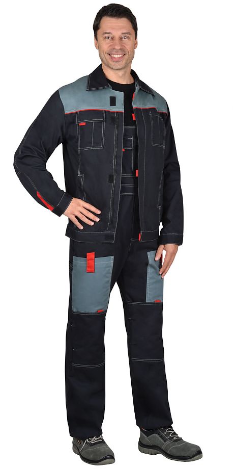 Комплект рабочий Фаворит куртка/полукомбинезон темно-серый/серый 100% ХБ (с-113184)