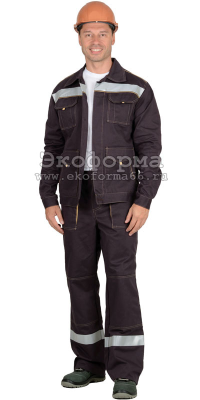 Костюм рабочий Троя куртка/брюки коричневый 100% ХБ (арт.с-03429)