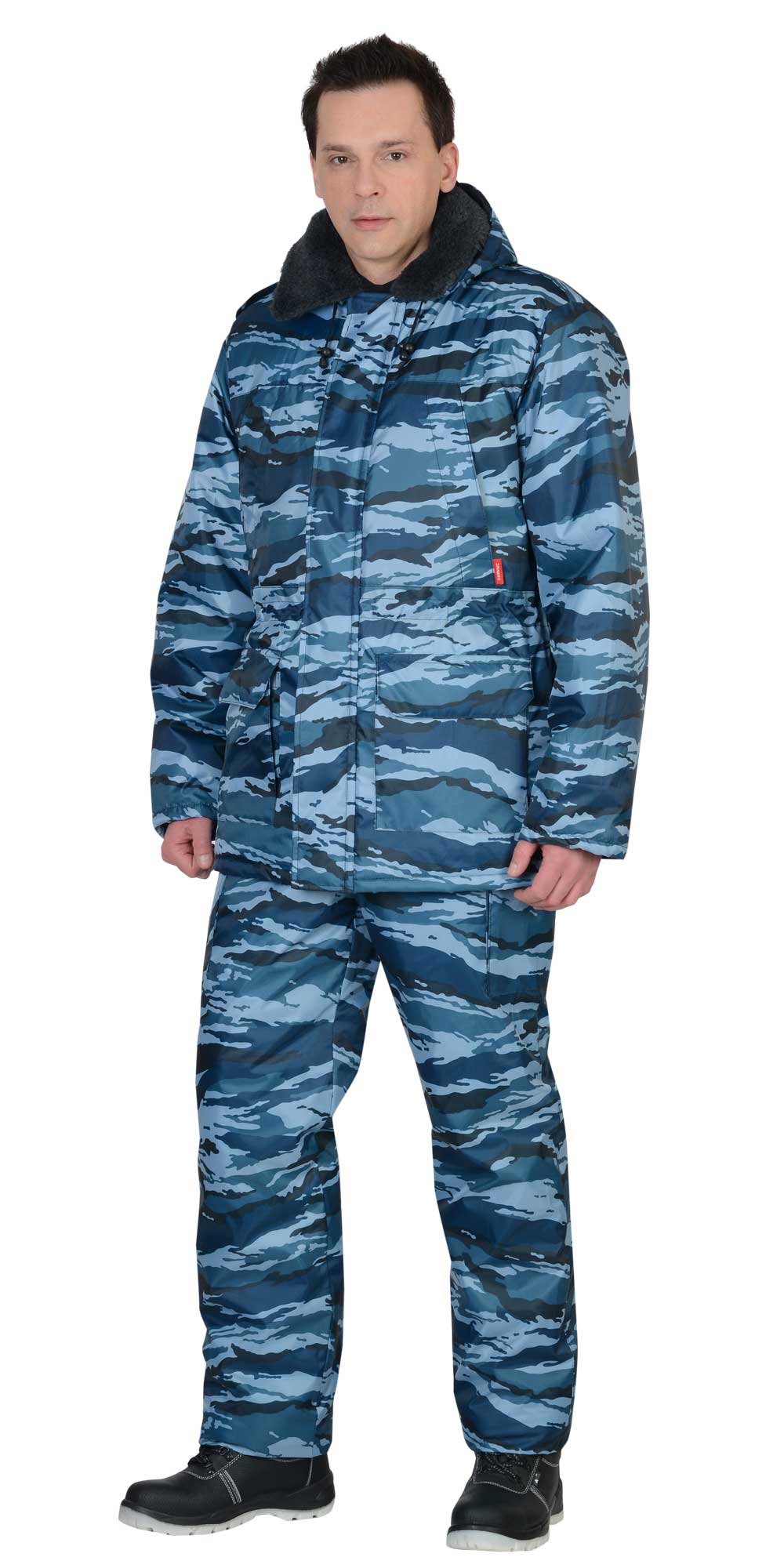 Комплект зимний Безопасность куртка/полукомбинезон КМФ серый вихрь 100% п/э (арт.с-04263)