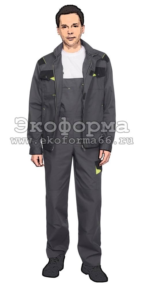 Комплект рабочий Ховард куртка/полукомбинезон серый тк.Смесовая (арт.с-108127)