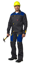 Комплект рабочий Фаворит куртка/полукомбинезон серый/васильковый тк.Смесовая (арт.с-04015)