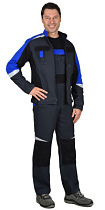 Комплект рабочий Фаворит-Мега куртка/полукомбинезон серый/черный/василек 100% х/б (арт.с-113173)