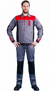 Комплект рабочий Город куртка/полукомбинезон серый/красн тк.Смесовая (арт. 0001812)