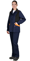 Костюм рабочий Золушка женский   куртка/брюки синий/ черный тк.Смес. (арт.с-152510)