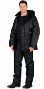 Комплект охранника зимний Безопасность куртка/полукомбинезон черный 100% п/э (арт.с-104479)