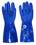 Перчатки Ойлрезист интерлок+ПВХ синие 35см (арт.с-03138)