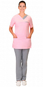 Костюм медицинский Кэтрин блуза/брюки розовый/серый тк.Смесовая (арт.с-122160)