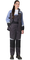 Комплект рабочий Фаворит-Мега женский куртка/полукомбинезон серый тк.Смесовая (арт. с-118320)